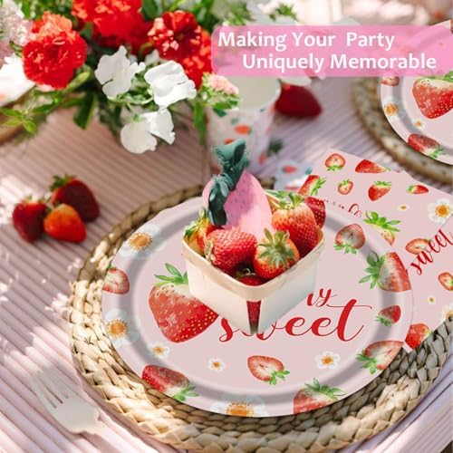 Strawberry Themed Tableware Set - 175 Pieces Baby Shower Party Supplies