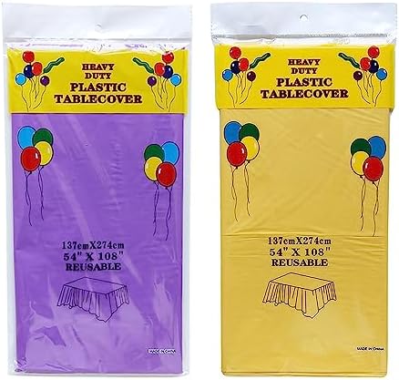OULIGET 8 Ft Rectangle Tablecloths 2 Pack Purple Yellow