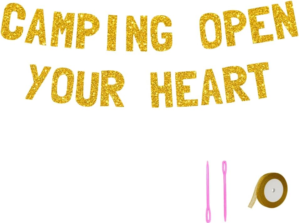 Meowoo Happy Camping Decor Gold Banner