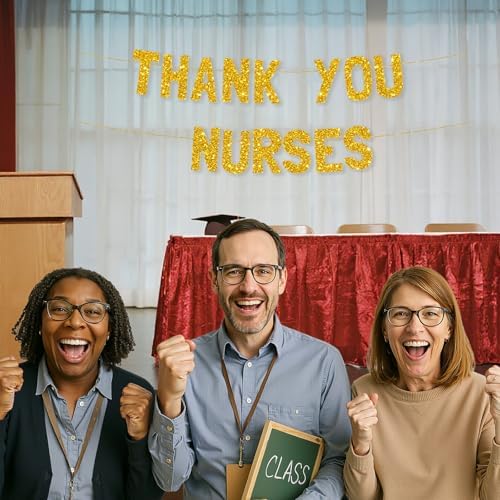Meowoo Gold Glitter Thank You Nurses Banner
