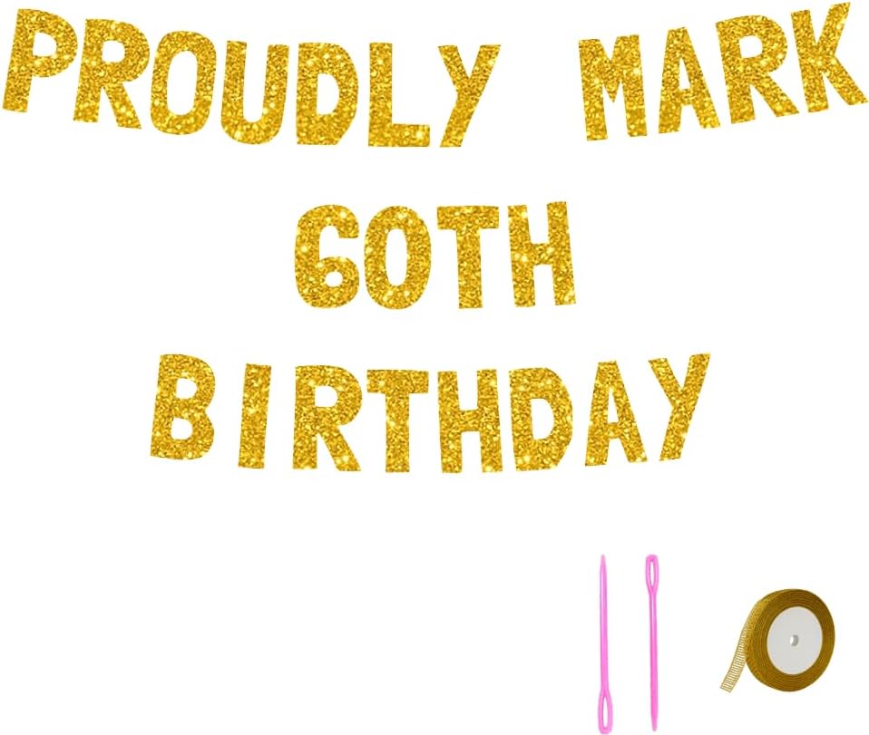 Meowoo 60th Birthday Gold Glitter Banner