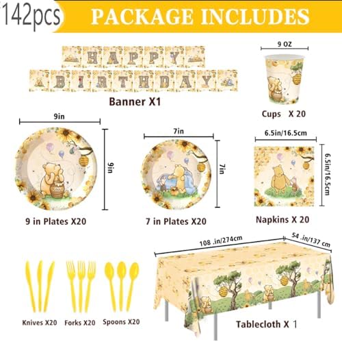 142pcs Bear Themed Baby Shower Party Decorations Set