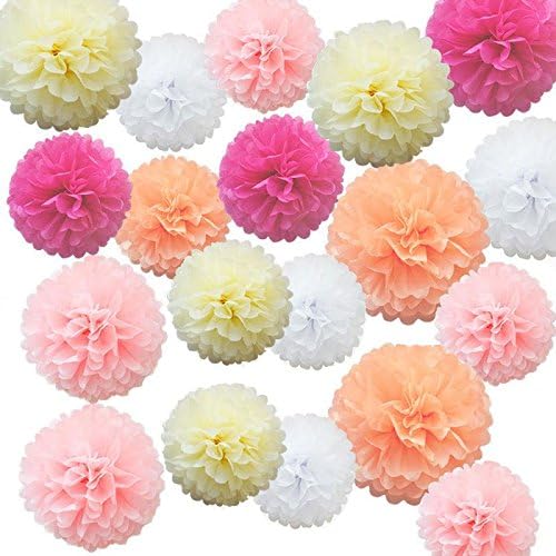 iShyan 15pcs Mixed Tissue Paper Pom Poms Decor