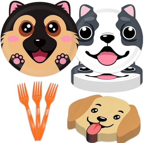 96Pcs Dog Birthday Party Supplies Tableware Set