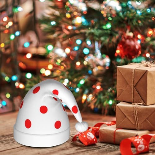 QinZheng Polka Dot Santa Hat for Women