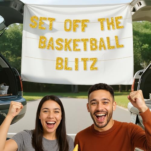 Meowoo Sparkling Basketball Banner with Jumbo Letters