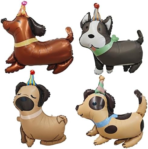4PCS Animal Dog Balloons for Dog Themed Parties