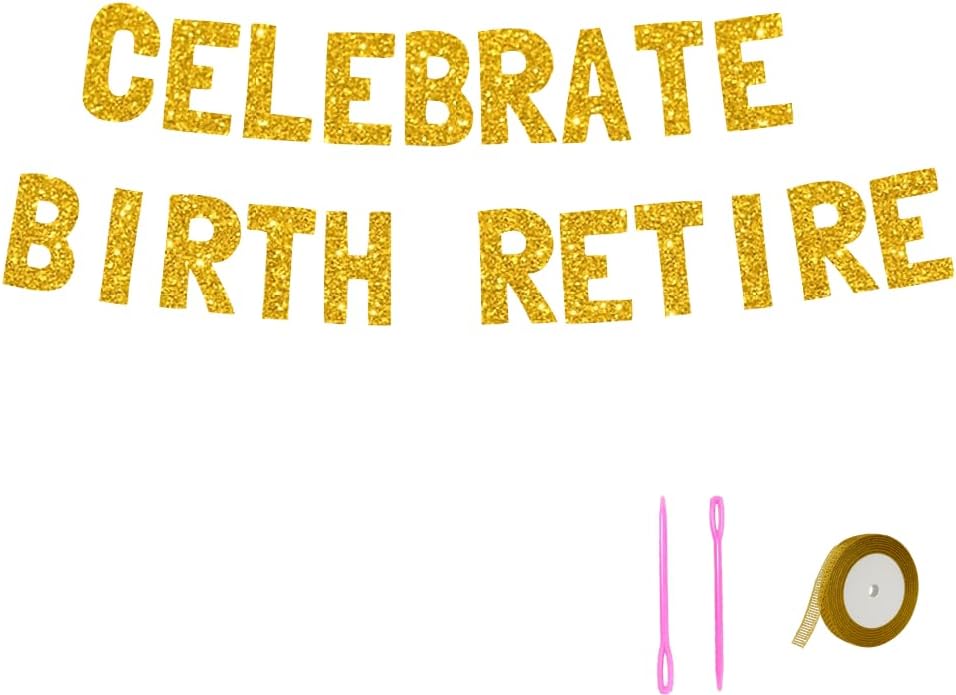 Meowoo Retirement Party Decorations Gold Glitter Banner