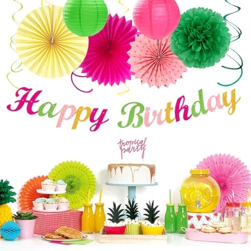 Hawaiian Luau Birthday Decorations 21pcs Set