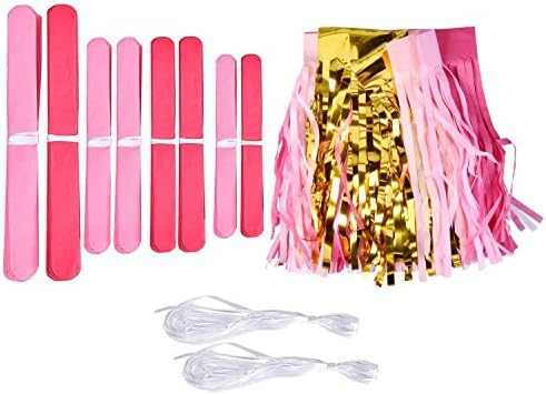 28 Ct Hot Pink Gold Tissue Hanging Decorations Set