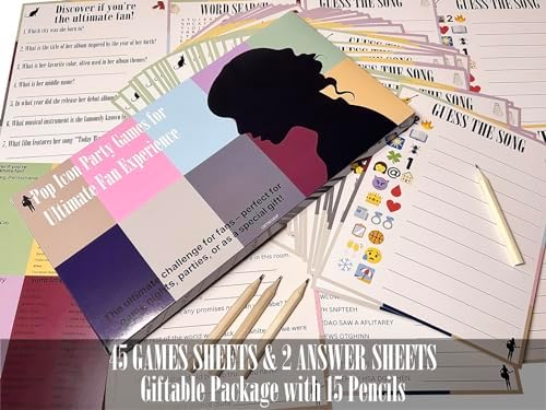 Taylor Birthday Party Favor Set with 15 Games and Pencils