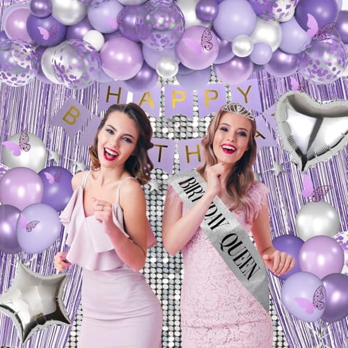 Lavender Purple Birthday Decorations for Women Girls