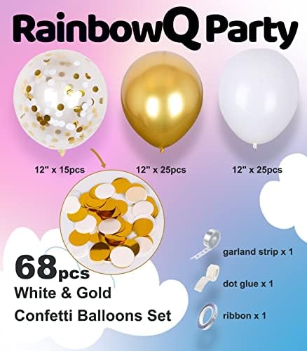 Metallic Gold and White Balloons Set 12 Inch 68PCS