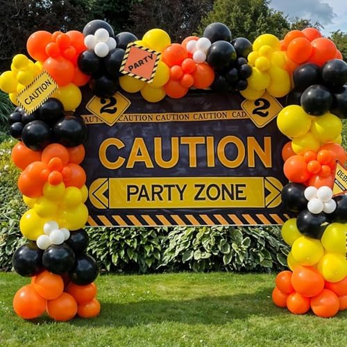 Construction Party Balloon Garland Kit with Truck Foil Balloon