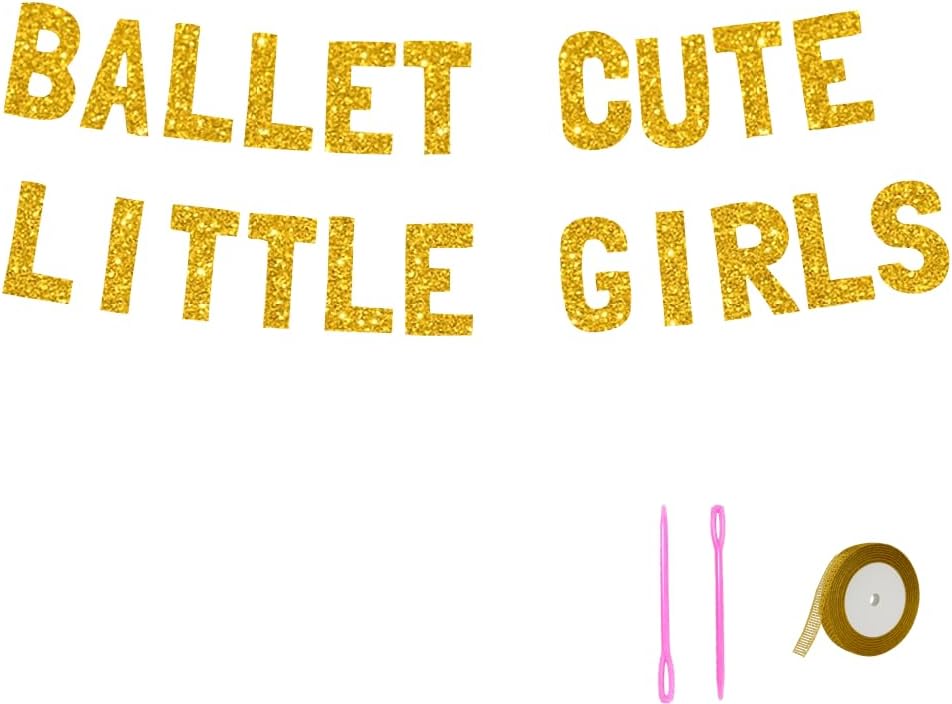 Meowoo Glittery Gold Ballet Party Decor Banner