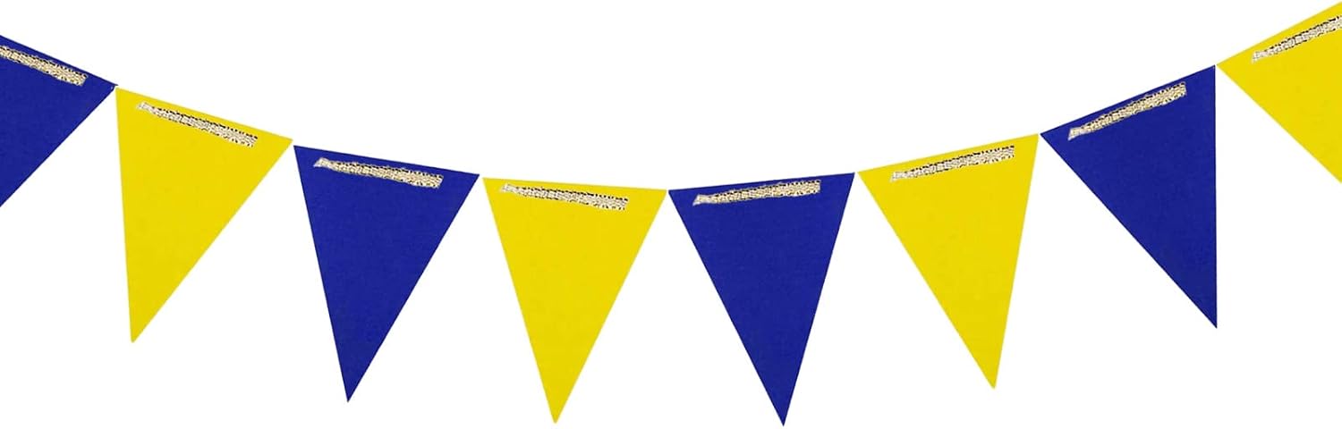ZOOYOO 20 Feet Blue Yellow Pennant Banner 30pcs Flags Pack