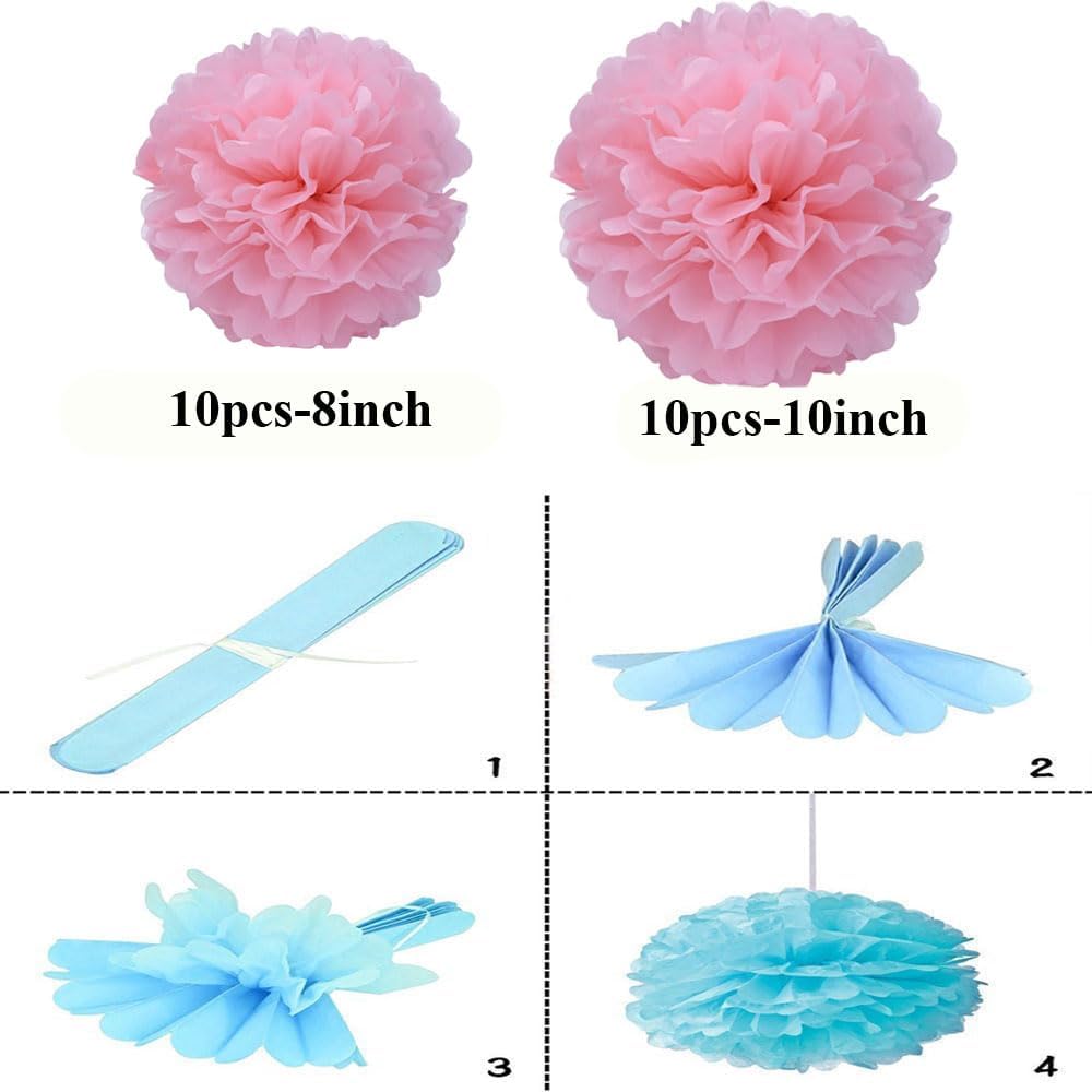 YLYs Love Tissue Pom Poms 20PCS Pink Decorative Hanging Flowers