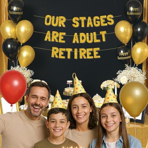 Meowoo Cheers Adulthood Banner - Bold Gold Glitter Letters
