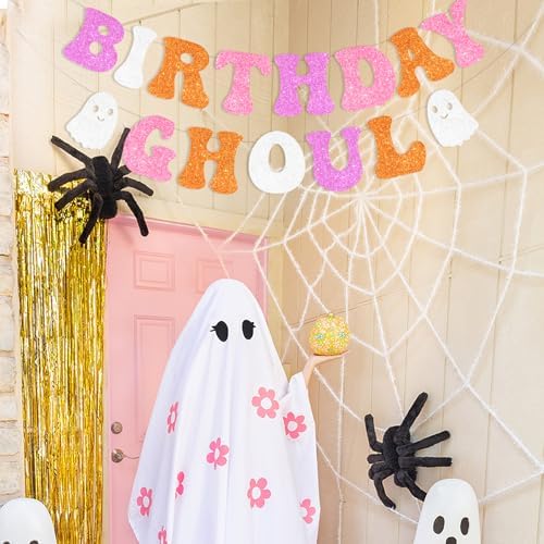 Sursurprise Retro Halloween Ghost Banner Decorations for Birthday Parties