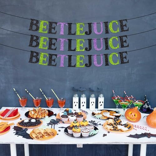 Pre-Strung Beetlejuice Halloween Banner with Glitter