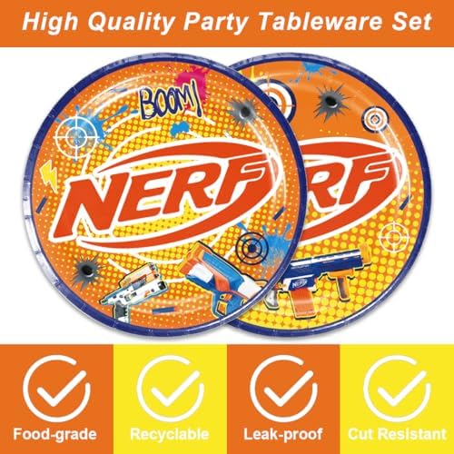 40Pcs Dart War Party Decorations Plates and Napkins Set