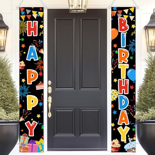 Avezano Happy Birthday Banner 2 Pcs Kids Party Decor