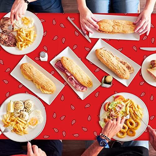 6PCS Red Bandana Tablecloths for Western Party