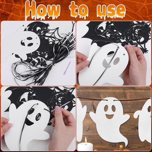 CCINEE Halloween Bat Spider Ghost Skeleton Witch Garland 5 PCS