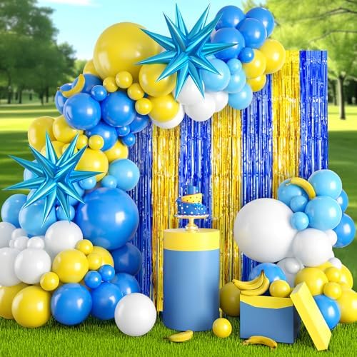 Yellow Blue White Balloon Arch Kit for Kids Parties