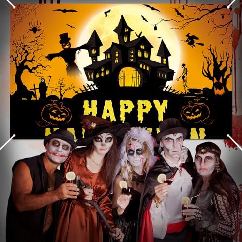 Laoone Halloween Banner 72x44 Inch Spooky Design