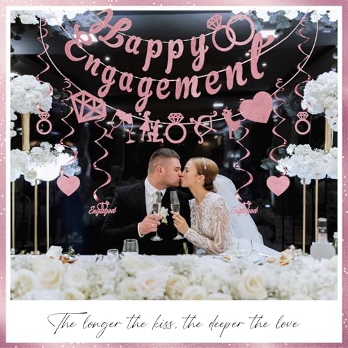 Rose Gold Glitter Engagement Party Banner 98ft