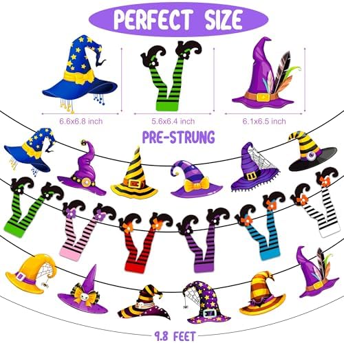 5pcs Witch Hat and Boot Banners Halloween Decor