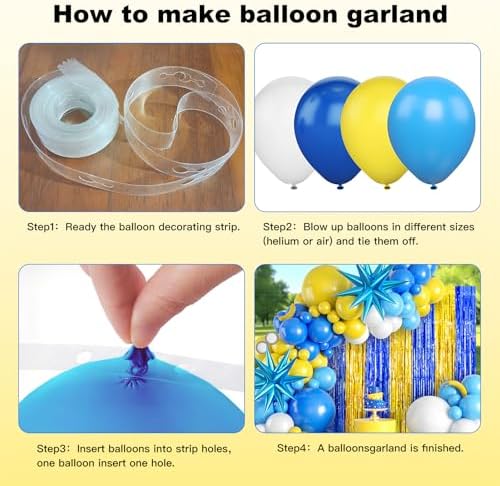 Yellow Blue White Balloon Arch Kit for Kids Parties