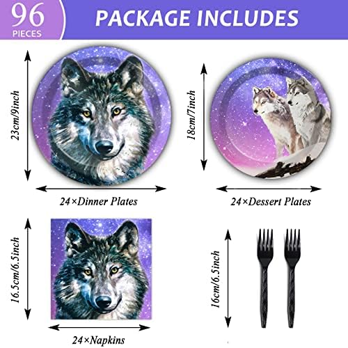 24 Guests Wolf Birthday Party Tableware Set