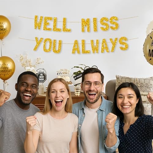 Meowoo Farewell Decor Banner Glitter Gold Reusable Letters