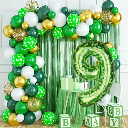 40 Inch Giant Green Pixel Number 9 Foil Balloons