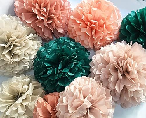Rose Gold Gradient Tissue Pom Poms 12pcs Wedding Party Decor