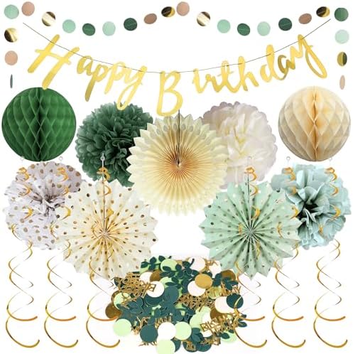 Sage Green Birthday Party Decor 13 Pcs Set