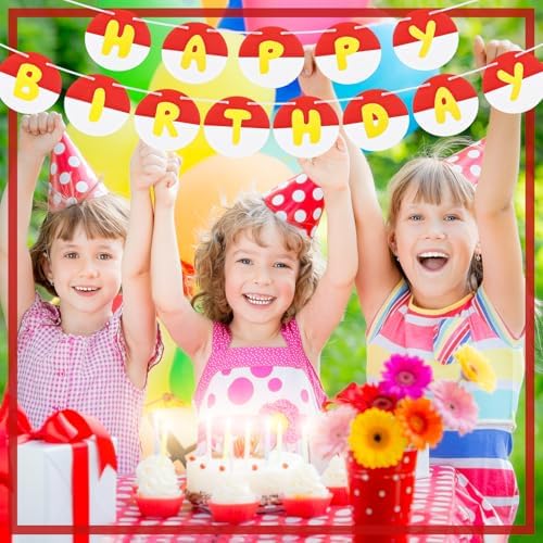 Pre-strung Red and White Birthday Banner for Kids