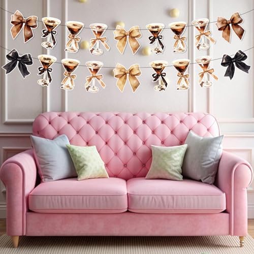4pcs Bow Martini Party Banner Garland for Espresso Cocktail Theme