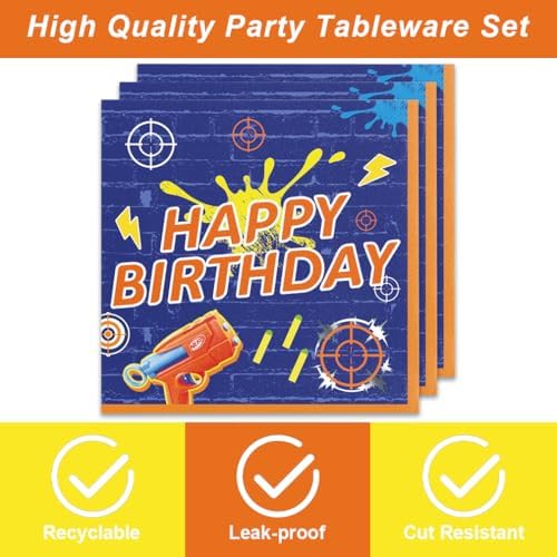 40Pcs Dart War Party Decorations Plates and Napkins Set
