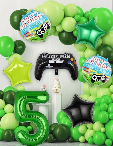 40 Inch Green Pixel Number 5 Balloon Set 7Pcs