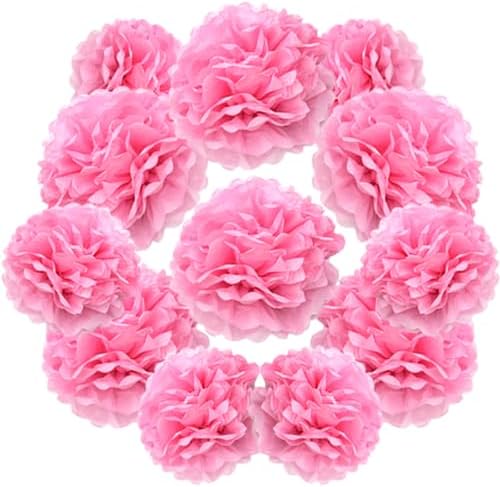 Yosawa 12 Pcs Tissue Paper Pom Pom Flowers Party Decorations
