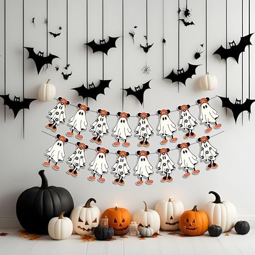 Halloween Ghost Banner with Red Hats for Party Decor