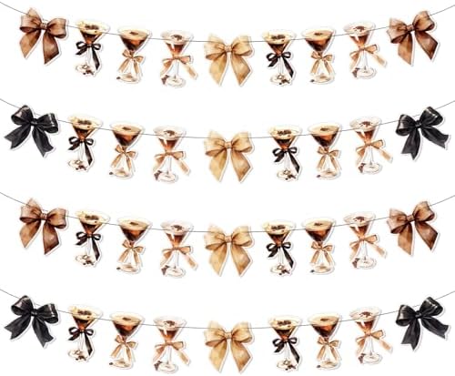 4pcs Bow Martini Party Banner Garland for Espresso Cocktail Theme