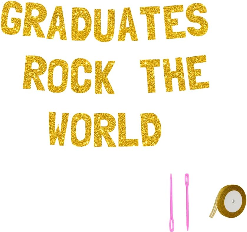 Meowoo Graduation Decor Gold Glitter Banner