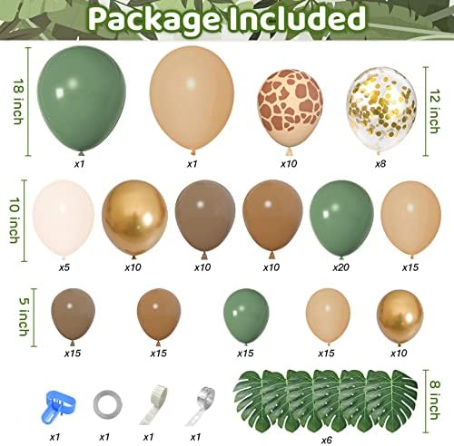 170Pcs Jungle Safari Balloons Garland Kit