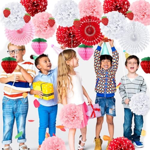 TRBSXRT 24 Pcs Strawberry Party Decorations Set