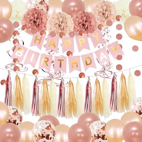 MYUPDALIN Gold Birthday Decorations Set for Women Girls