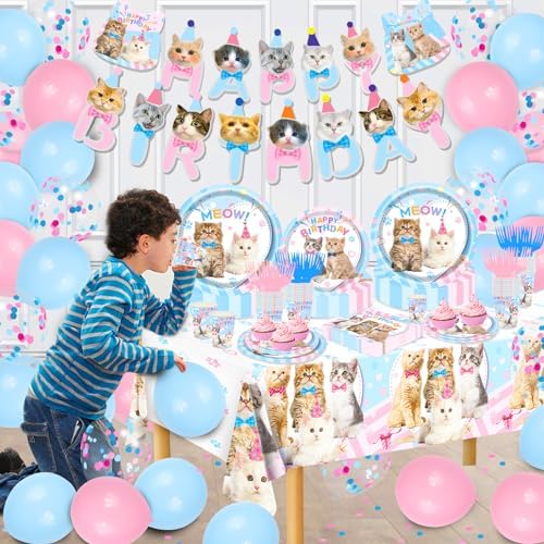 Cat Birthday Decorations 146Pcs Party Supplies Set